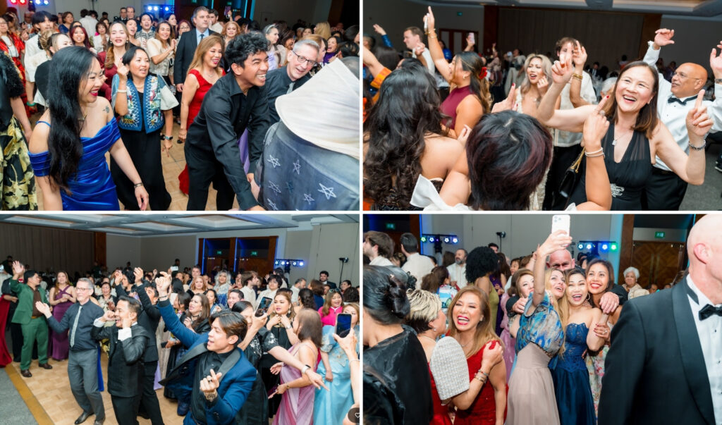 Packed dance floor with guests dancing and taking selfies at the FWA-UK Philippine National Day Gala 2026